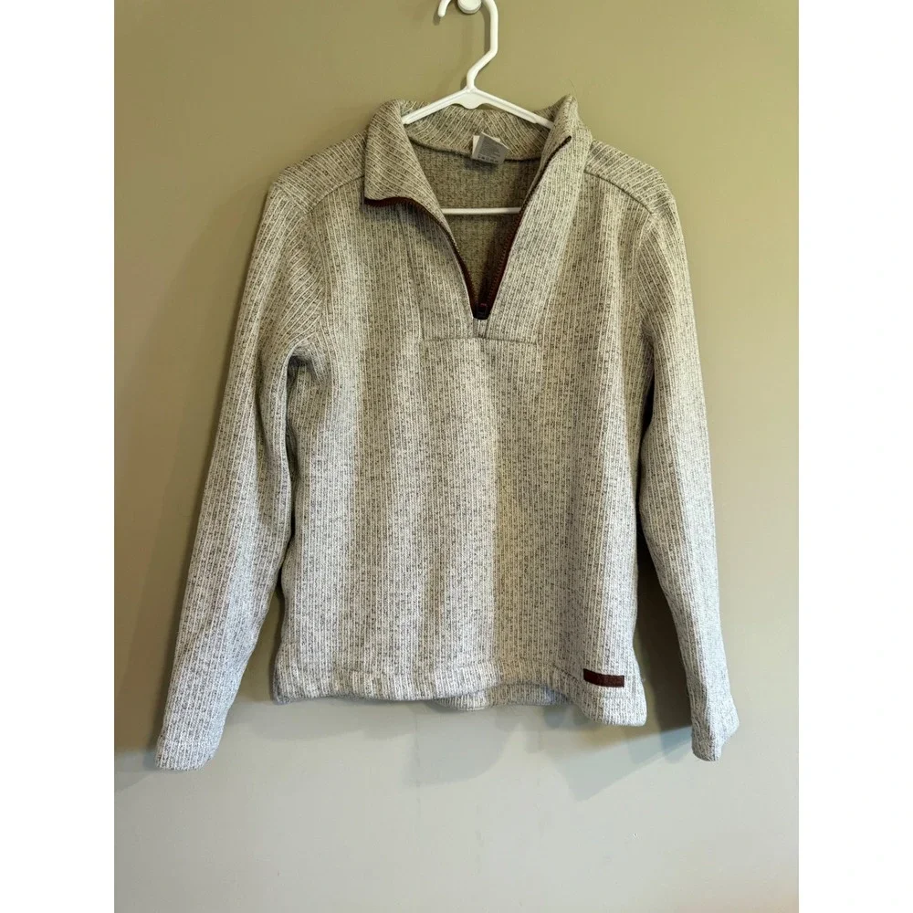 Cinch Womens Quarter Zip Pullover Sweater Oatmeal Heather Rib Knit MAW9810001